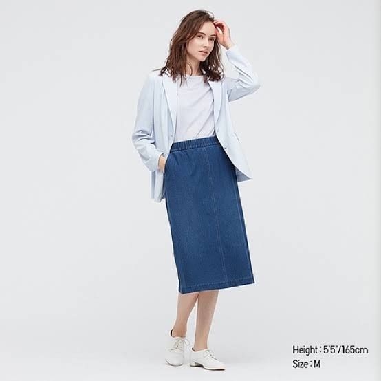 Uniqlo a line denim skirt top