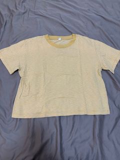 🌹Uniqlo Slub Jersey Striped Cropped T-Shirt