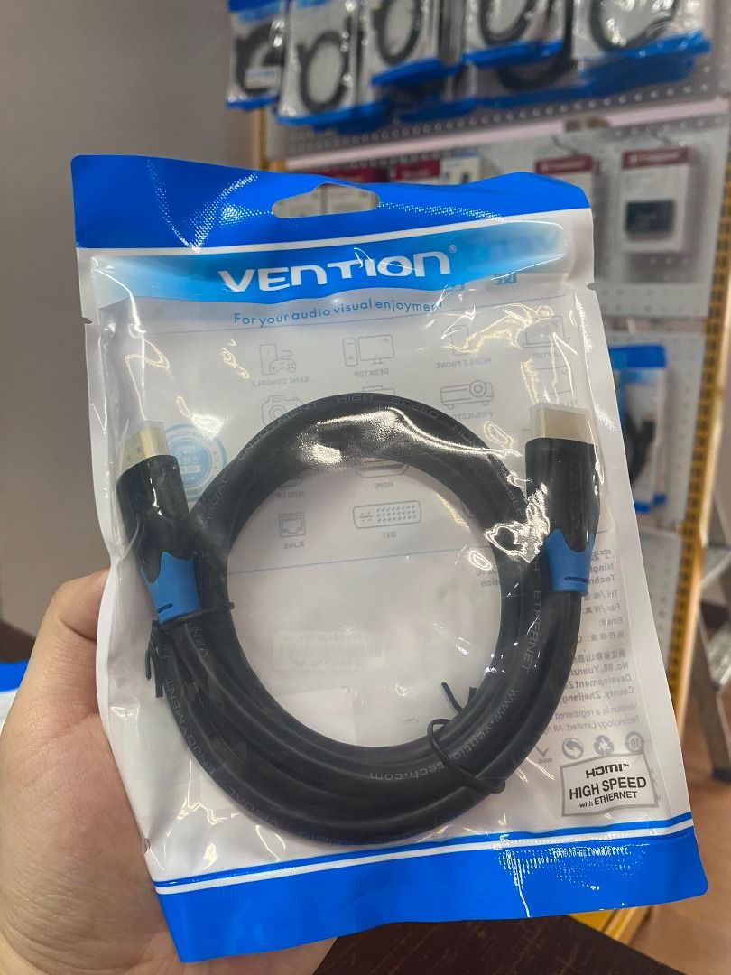 Vention 1 Meter HDMI Cable 4k@60Hz Black AACBF (Category: Cables & Adaptors) located in Pasig City. Submitted by technofuseofficial (Listing ID 1294474067, Image 1). Description: Vention 1M HDMI Cable 4k@60Hz Black AACBF Model: AACBF Cable Length: 1 meter Color: Black/Blue Connector Type: HDMI A Male Interface Techniques: Gold-plated Transmission Direction: HDMI A Male to HDMI A Male Resolution: 4K@60Hz Conductor: Copper-clad Steel Jacket: PVC ♬【