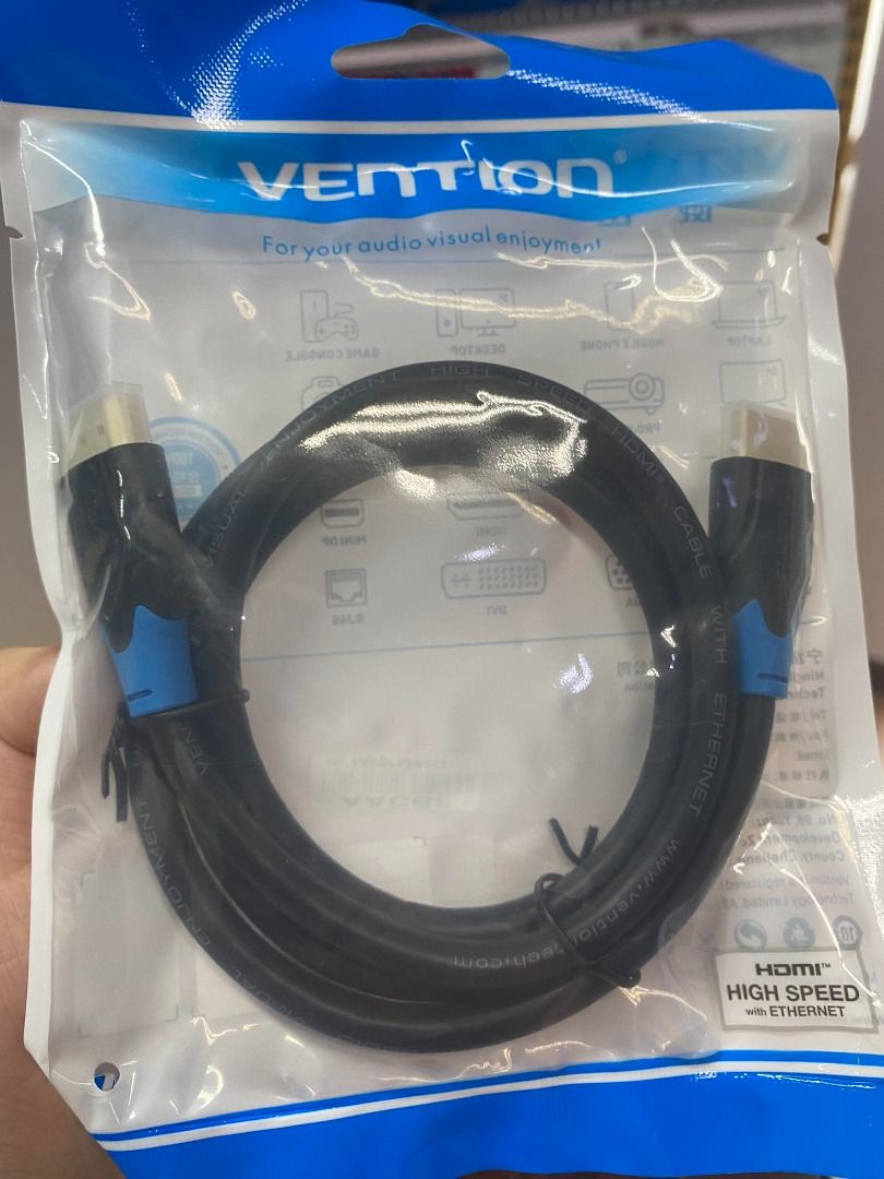 Vention 1 Meter HDMI Cable 4k@60Hz Black AACBF (Category: Cables & Adaptors) located in Pasig City. Submitted by technofuseofficial (Listing ID 1294474067, Image 3). Description: Vention 1M HDMI Cable 4k@60Hz Black AACBF Model: AACBF Cable Length: 1 meter Color: Black/Blue Connector Type: HDMI A Male Interface Techniques: Gold-plated Transmission Direction: HDMI A Male to HDMI A Male Resolution: 4K@60Hz Conductor: Copper-clad Steel Jacket: PVC ♬【