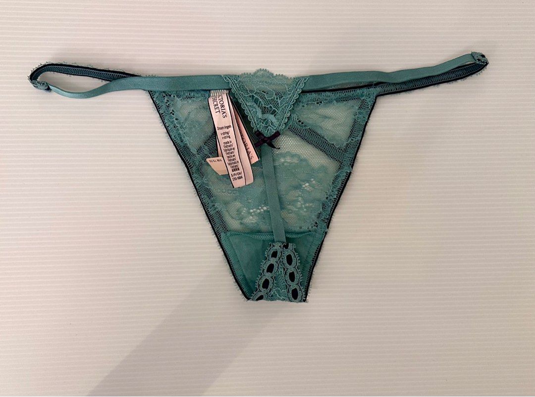 Victoria's Secret Very Sexy Shine V-String Blue Chains Panty Size