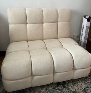 White Armless Belfort Fabric 2 Seater