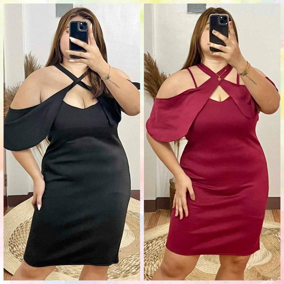 LARGE TO XL Ariela Plus Size Crisscross Off Shoulder Bodycon Dress Women s Fashion Dresses Sets Dresses on Carousell