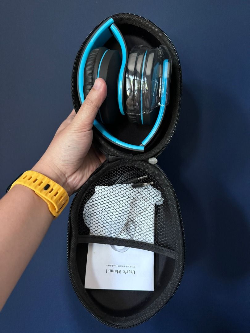 ZIHNIC Bluetooth Headphones Over Ear Foldable Wireless and Wired Stereo Headset Micro SD TF FM for Cell Phone PC Soft Earmuffs Light Weight for Prolonged Wearing Black Blue Audio Headphones Headsets o...