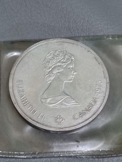 10 Dollars Silver Coin Queen Elizabeth II Canada 1973 Montreal 1976 Olympics - Skyline