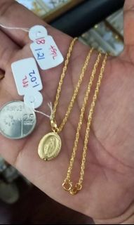 18k Saudi Gold Miraculous Medal Rope Necklace 18"