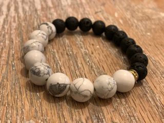 白松石 火山石 水晶手串 diy64208116962434110