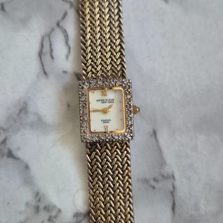 Anne Klein Vintage womens watch formal gold chain square face  jewel