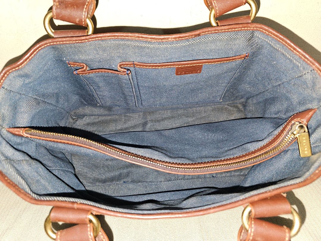CELINE denim Macadam Tote Bag Navy brown