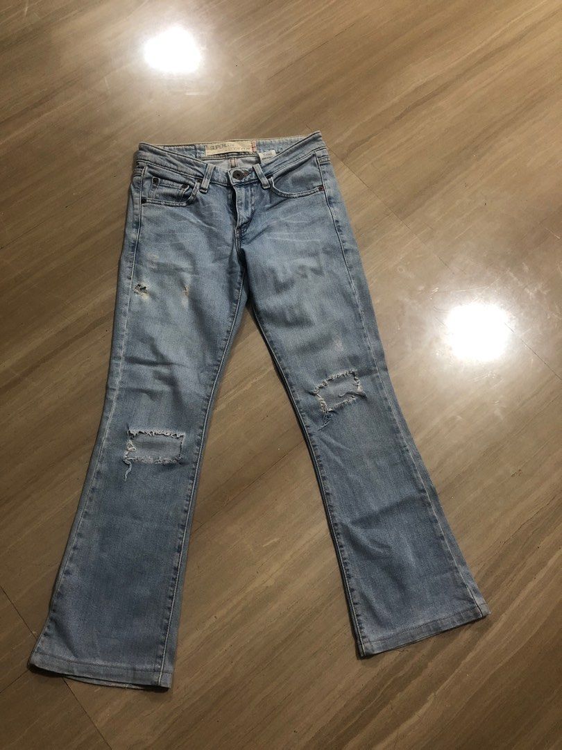 Authentic Levis 318 Ripped Superlow Boot Cut Jeans