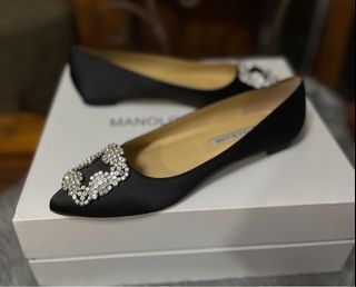 Authentic Manolo Blahnik Hagsisi Flats Shoes With Box Size 36