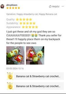 Banana cat crochet &strawberry cat crochet keychain