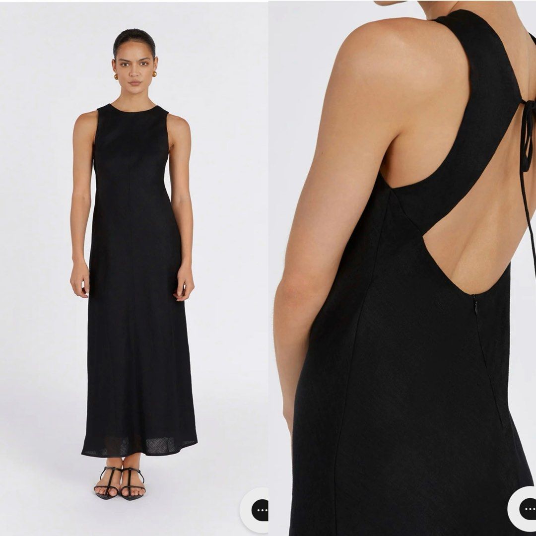 BNWT Dissh Mercury Black Linen Midi Dress