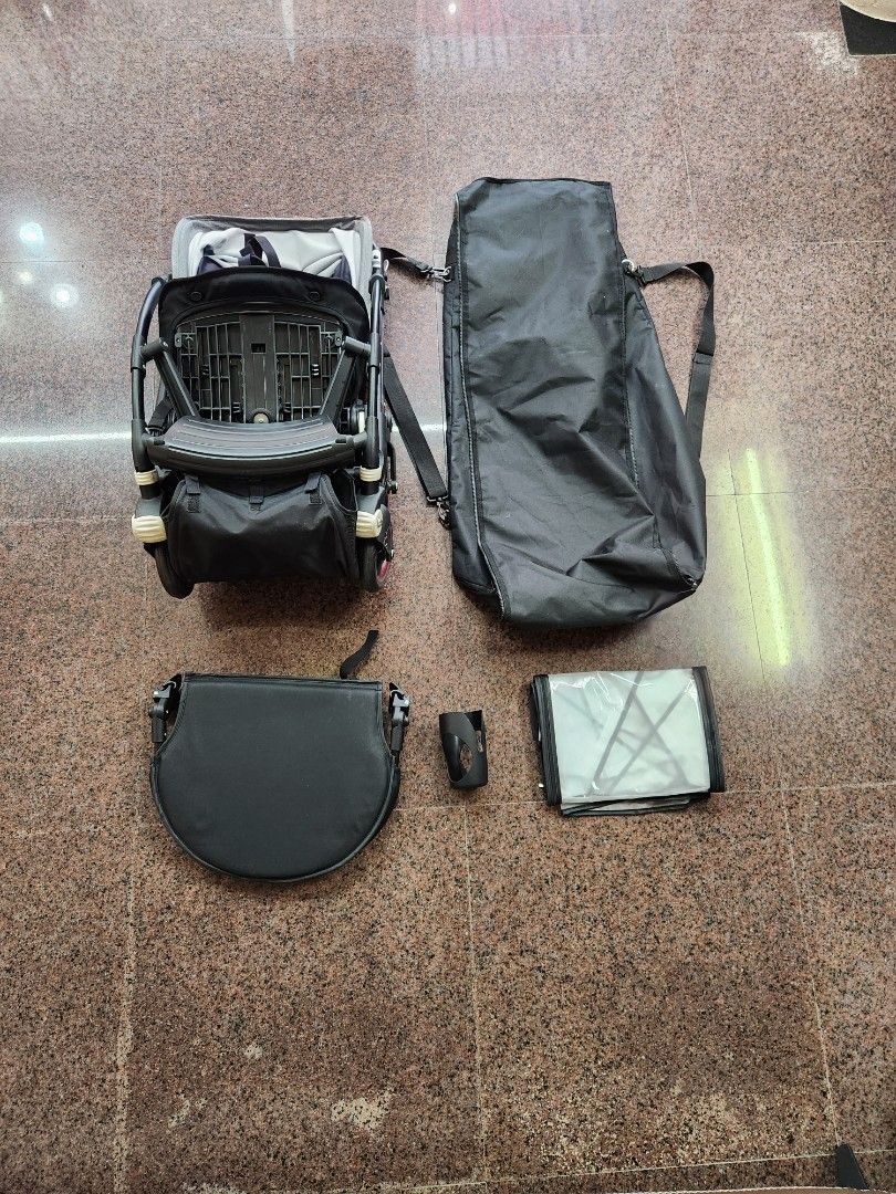 Bugaboo Bee 5 with accessories leg extender raincover cup holder travel bag
