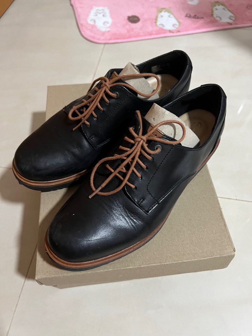 Clarks Teadale Rhea Oxford Shoes Black Brown
