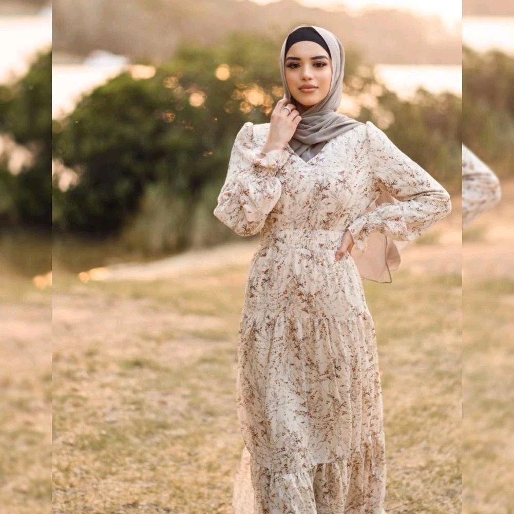 Floral Smocked Dress Muslimah Wear Hari Raya Wedding REDUCED PRICE