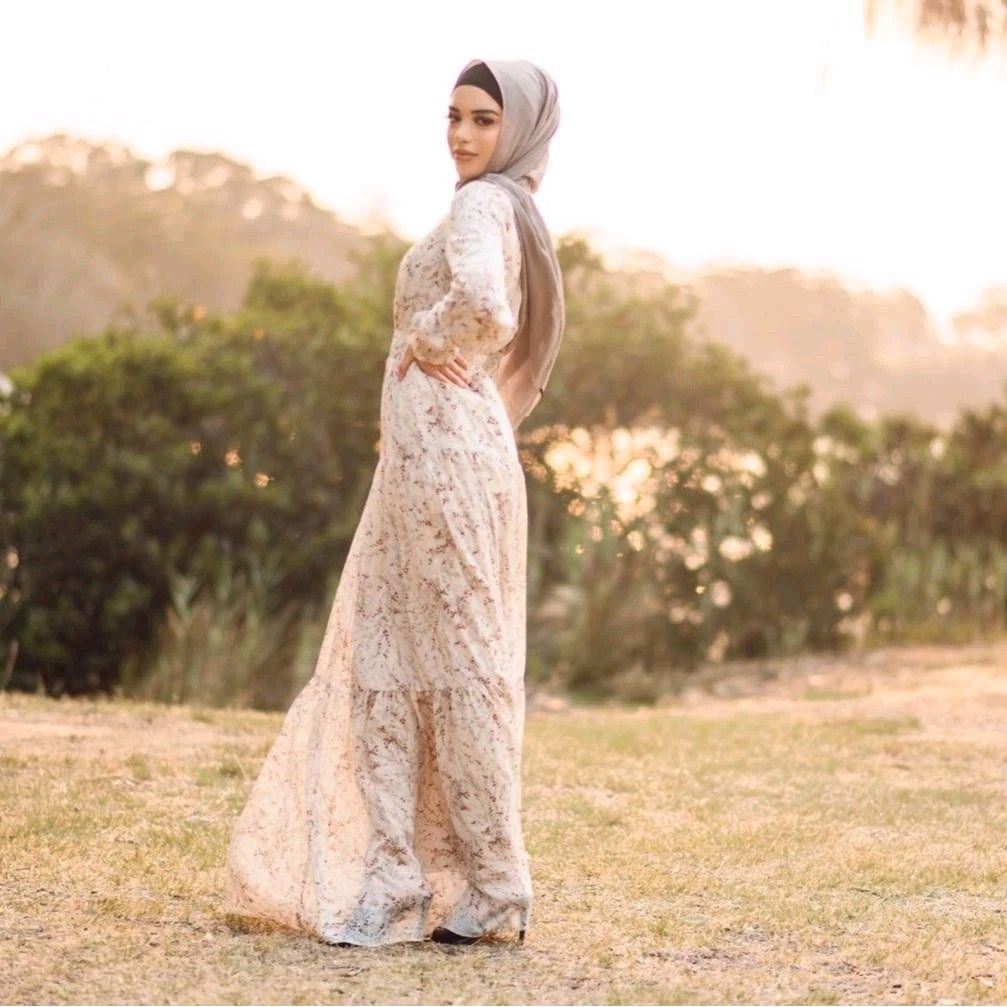 Floral Smocked Dress Muslimah Wear Hari Raya Wedding REDUCED PRICE