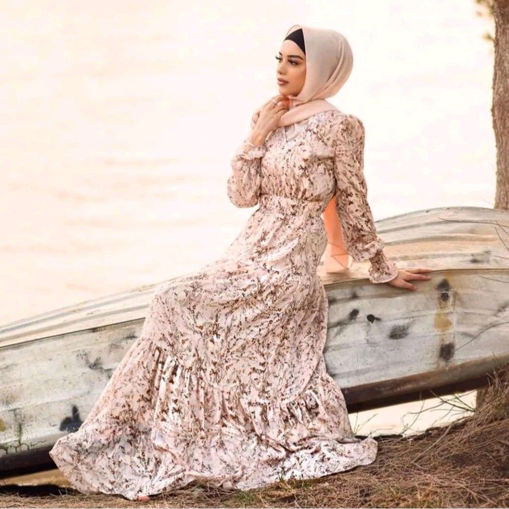 Floral Smocked Dress Muslimah Wear Hari Raya Wedding REDUCED PRICE
