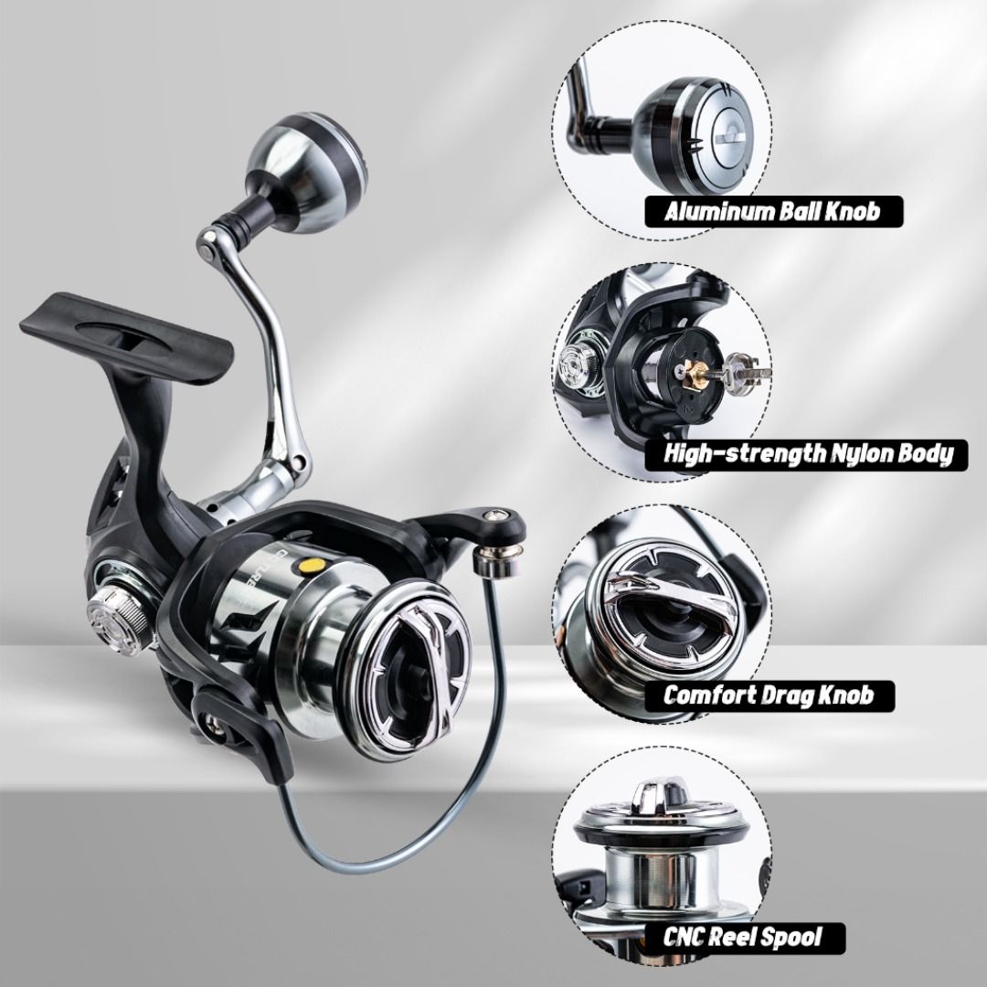 Goture Reel Fishing 1000-4000 5+1BB Black Line Cup Spool Left Right Hand No  Gap Saltwater Spinning Reel, Sports Equipment, Other Sports Equipment and  Supplies on Carousell
