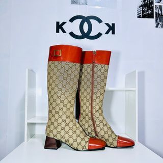 Gucci ellis gg monogram knee high boots