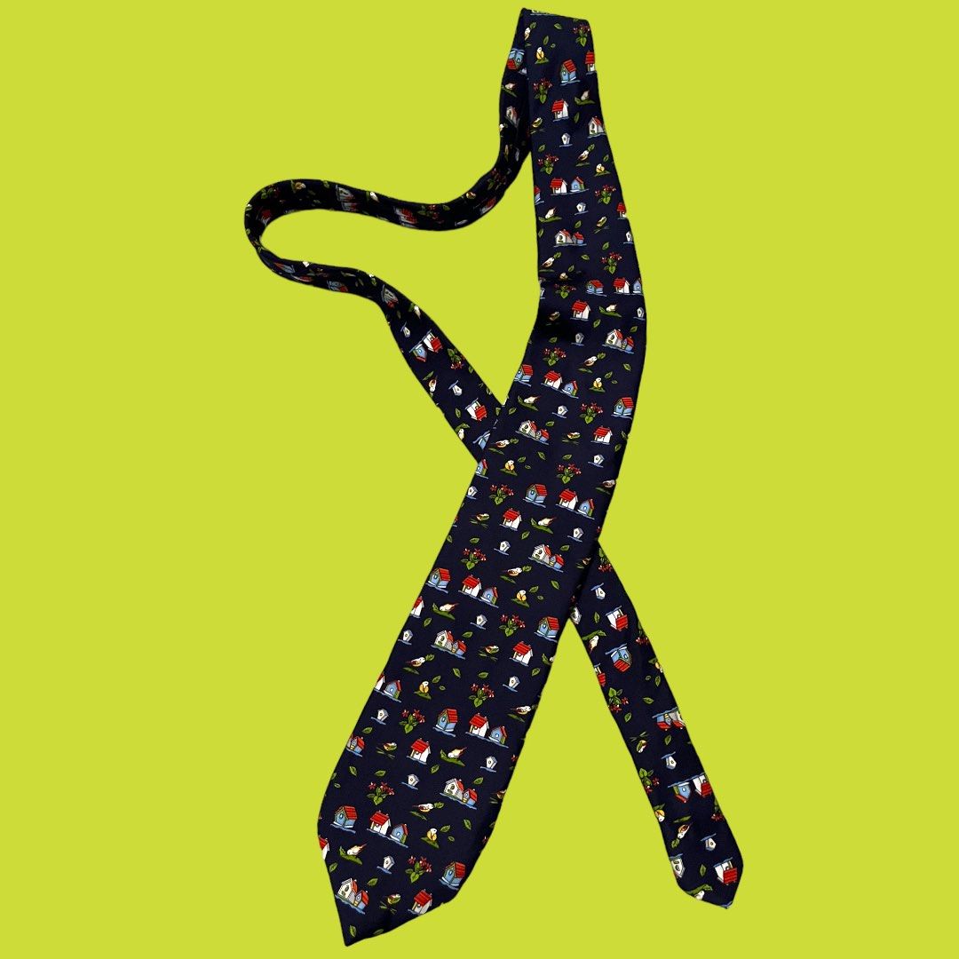 Handmade Brummel Birdhouse Print Silk Tie (Category: Ties) located in Santa Rosa. Submitted by thegreencloset. (Listing ID 1294813490, Image 1). Description: Handmade Brummel Birdhouse Print Silk Tie 100% Silk Made in France Length: 57 inches.