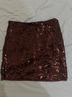 H&M red sequin skirt