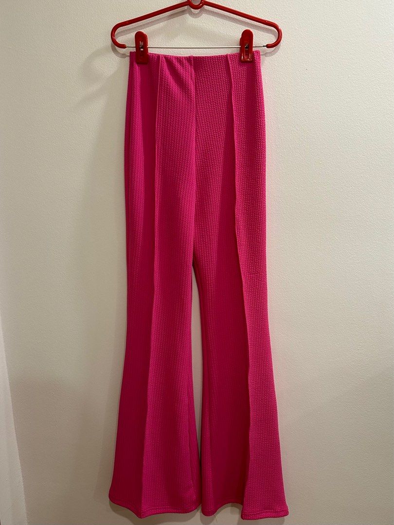 Pink Flare Pants, Women's Fashion, Bottoms, Other Bottoms on Carousell