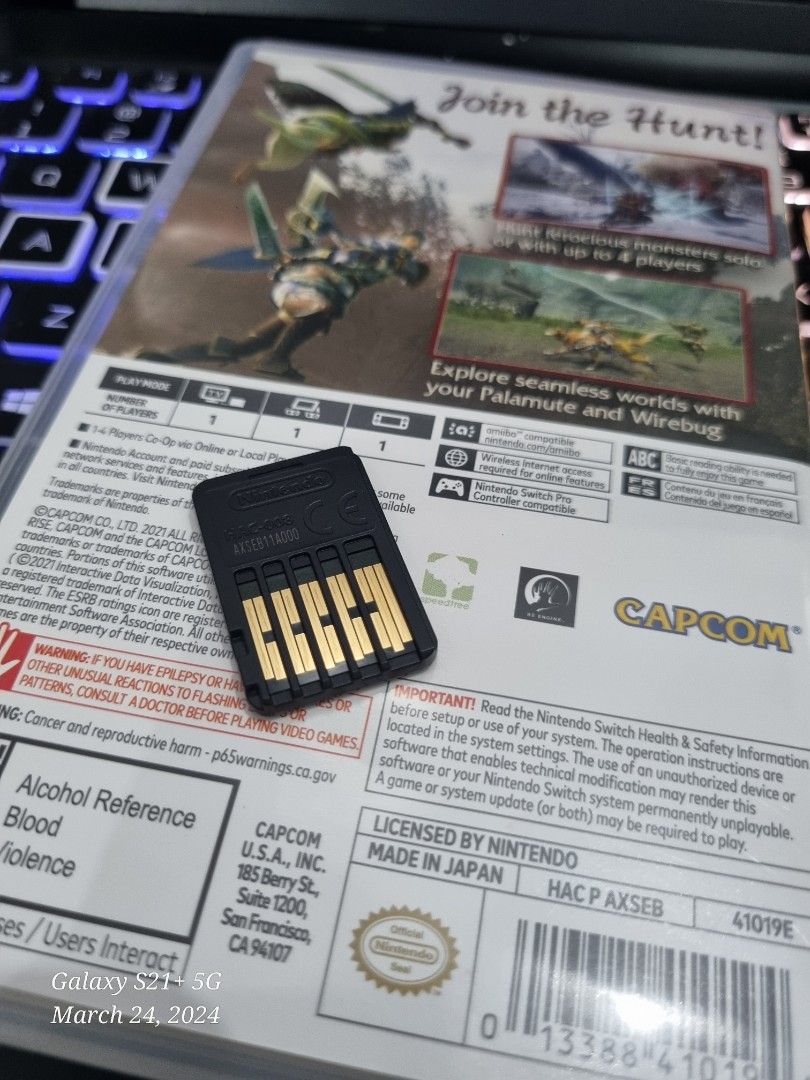 MONSTER HUNTER RISE / NINTENDO SWITCH (Category: Nintendo) located in Antipolo. Submitted by thebigblueguy (Listing ID 1294647525, Image 3). Description: Makinis / No scratch / Likely New RFS: Need funds Monster Hunter Rise is an 2021 action role-playing game developed and published by Capcom for the Nintendo Switch. It is the sixth main installment in the Monster Hunter series..