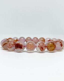 Natural Rare Opalized Cinnabar in Soft Pink Agate •