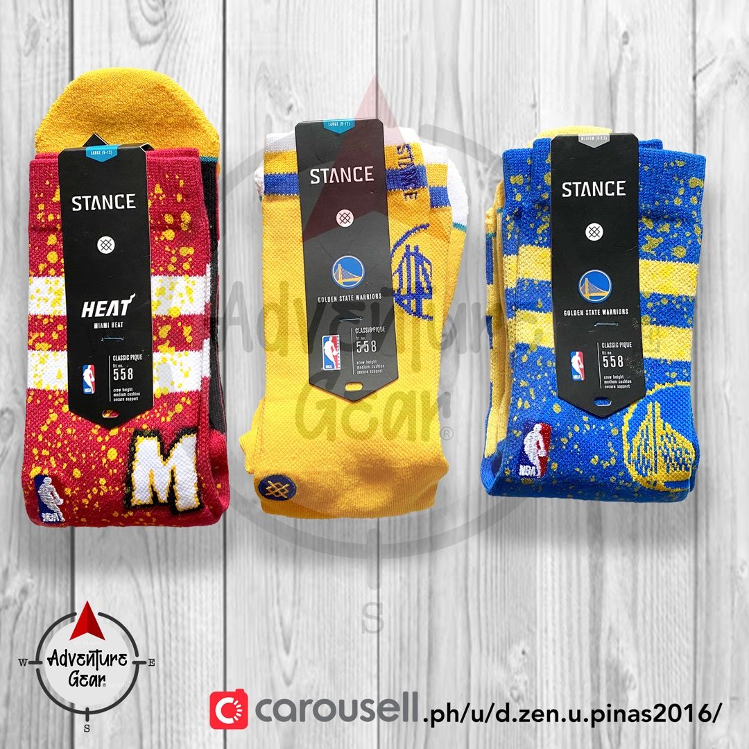 Original STANCE Basketball Socks -NBA (Category: Activewear) located in San Mateo. Submitted by adventure.gear.ph (Listing ID 283494611, Image 1). Description: STANCE NBA Socks Original P550 pair Original Stance Basketball Socks 1. GOLDEN STATE WARRIORS Yellow - Large 2. GOLDEN STATE WARRIORS Blue - Medium 3. MIAMI HEAT Red - Large.