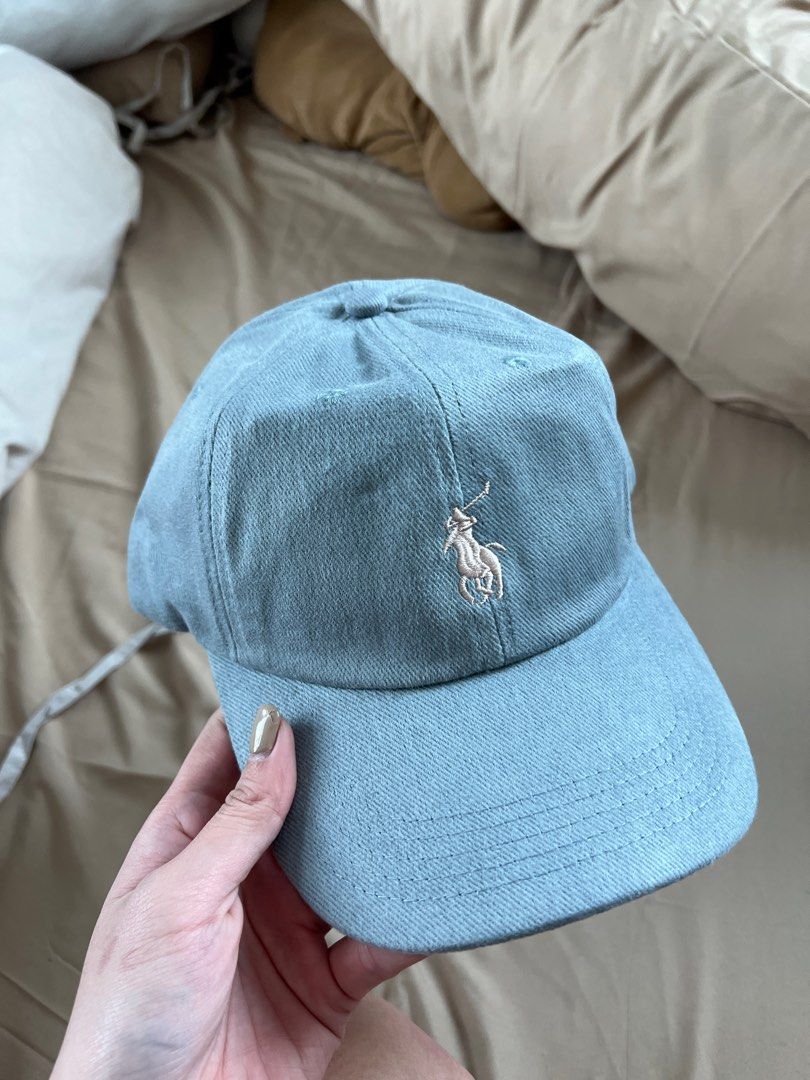 Polo ralph lauren baseball cap topi denim biru muda tag new original