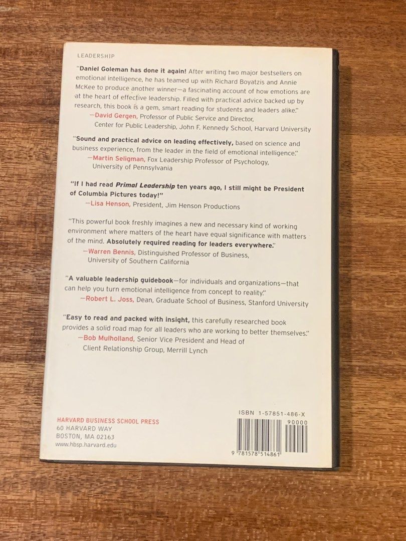 Primal Leadership Realizing The Power Of Emotional Intelligence Daniel Goleman Richard 