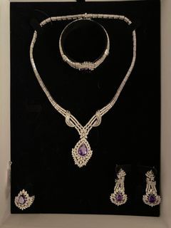 Purple Diamond Jewelry set with Box