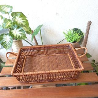 Rattan decorative basket tray