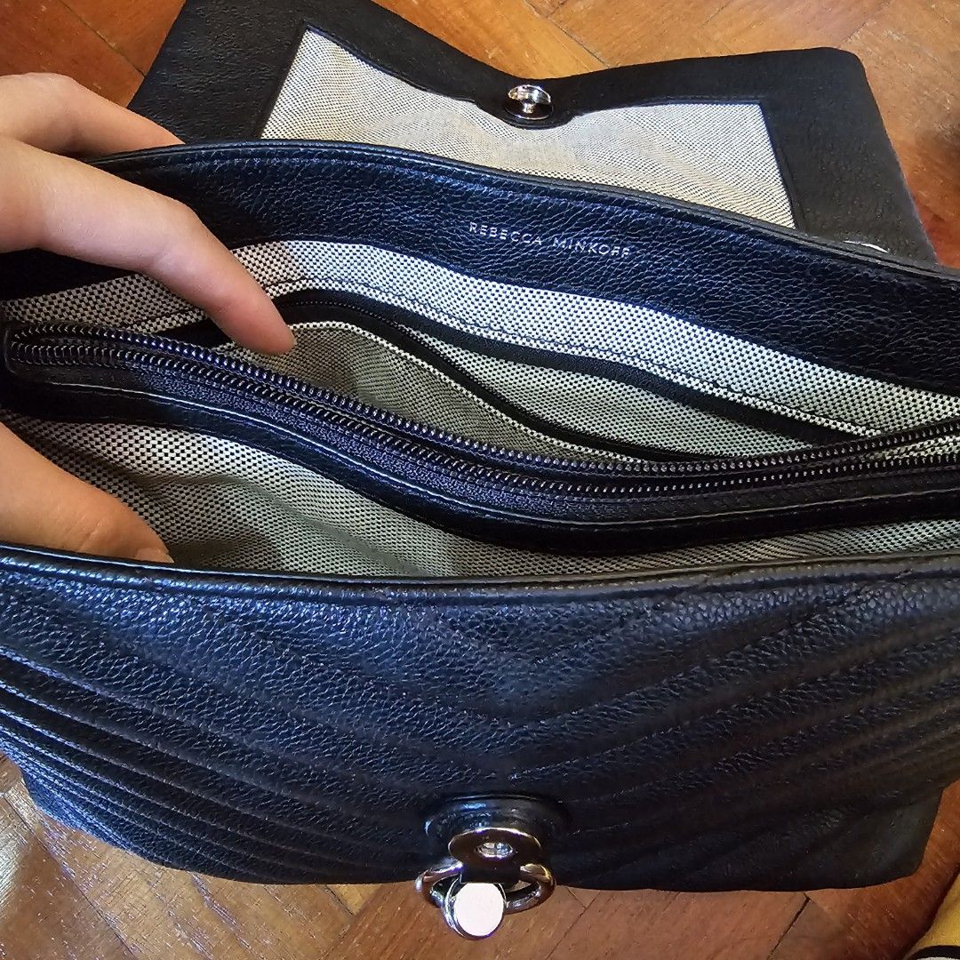 Rebecca Minkoff Edie Flap Shoulder Bag Black with Silver Hardware quilted chain Women s Fashion Bags Wallets Shoulder Bags on Carousell