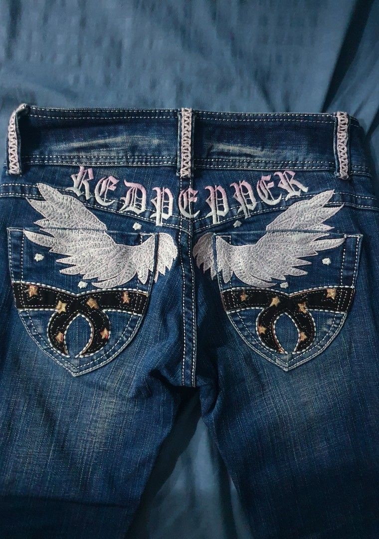 00s archive RED PEPPER flared denim y2k（archive leather