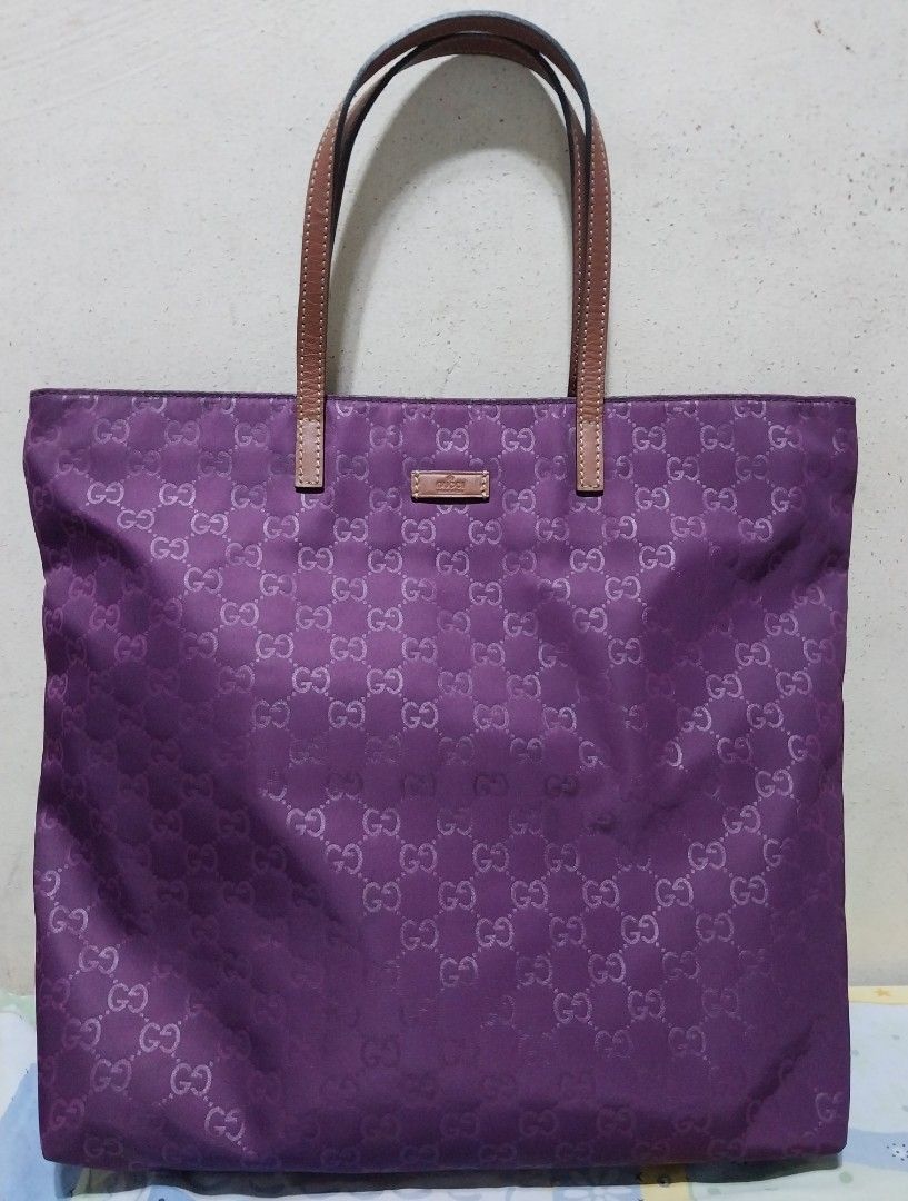 SALE Gucci purple GG nylon shoulder tote bag Luxury Bags Wallets on Carousell