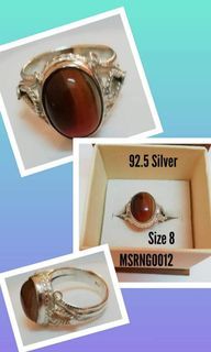 Silver ring with stone for men size 8