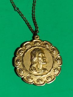 Vintage "Jesus & Our Lady of Guadalupe" big brass pendant/1970s era/Beautiful & Protective!