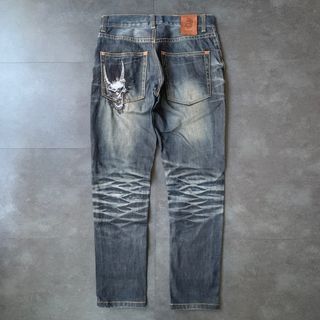 Vintage Y2K Grunge Oni Arai Embroidered Japanese Denim Pants