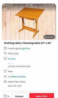 Wooden Drafting Table, Adjustable - 24" x 36"