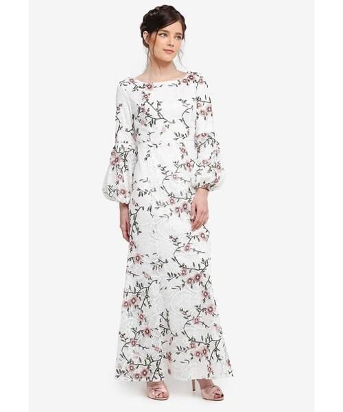 Zalia Embroidered Lace Puff Sleeve Mermaid Dress, Women's Fashion, Muslimah  Fashion, Dresses on Carousell