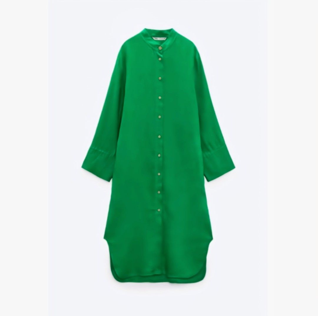 Zara Long Linen Top Tunic / Dress (Green & Hot Pink), Women's Fashion,  Tops, Blouses on Carousell