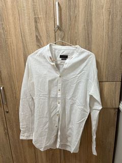 Zara Man White linen long sleeves