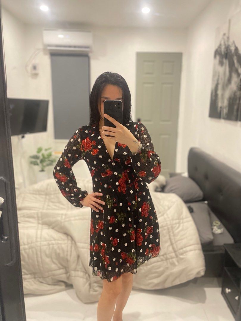 Zara floral lace dress cheap