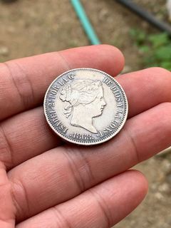 1868 50c Isabel black tone Spanish-Philippines antique silver coins