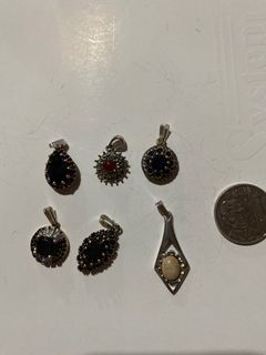 925 silver pendants ruby and blue sapphires and unique stone for 400 each