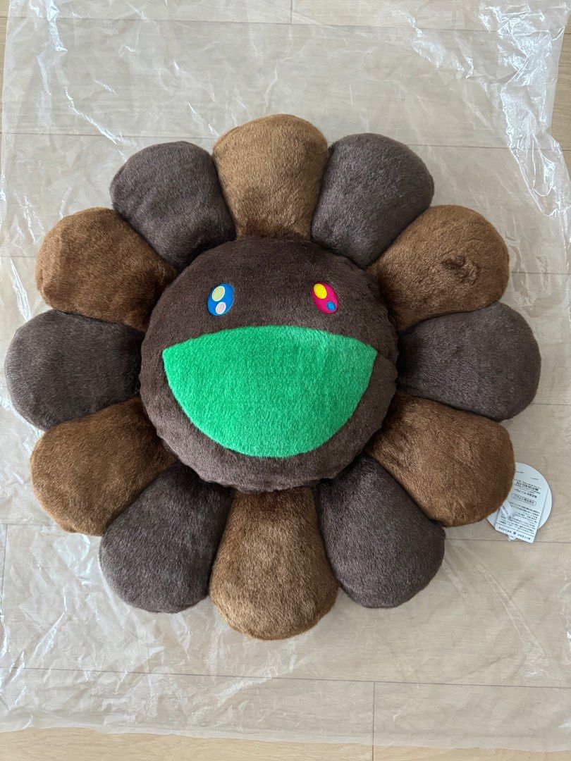 村上隆攬枕棕色takashi murakami flower plush brown green