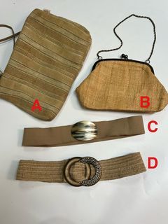 Abaca belt and Bag Vintage Belt and bag