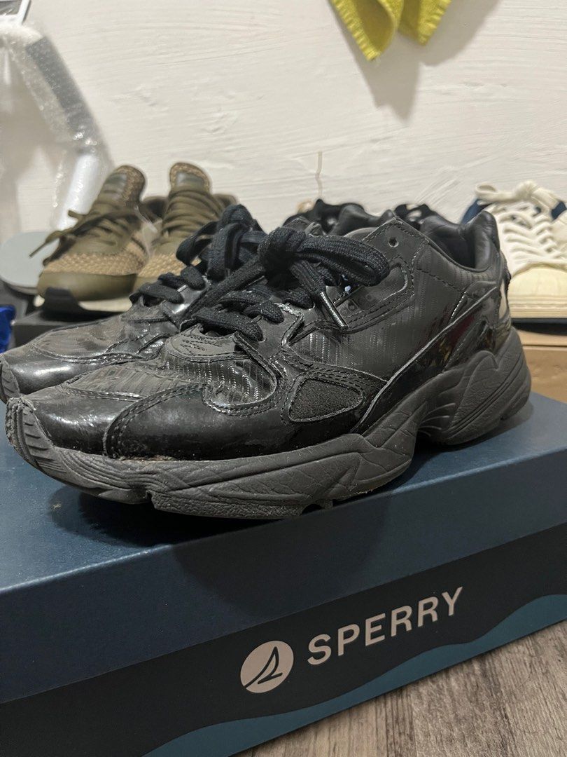 Adidas falcon triple black cheap